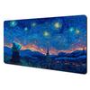 Starry Night Wizard Tcg Playmat Oil Painting Style NonSlip Rubber Card Game Desk Mat Large Mouse Pad