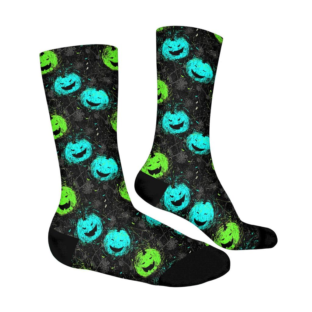 Unisex Breathable Mid-Calf Socks with Halloween Print Comfortable Fit Stretchy Fabric for Everyday Wear and Seasonal Use