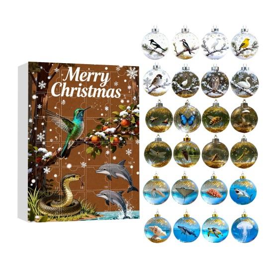 

Advent Calendar 2025 24-Day Christmas Countdown Calendar with 24 Animal Ornaments Rustic 2D Acrylic Animal Hanging Decoration for Home Party Decor J