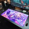 Large Gaming Mouse PadAntislip Rubber Base Stitched Edges Purple Hair Demon Anime Girl Art Print Extended Office Gamer Mat