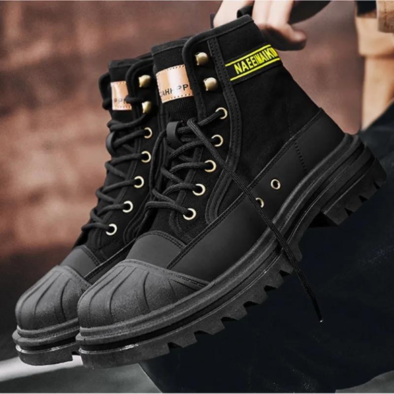 Fashion Men's Platform Boots Fashion Desert Shoes Luxury Brand Outdoor Warm Platform Sneakers Men Lace-up Leather Boots Bota Masculina