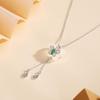 Tichiya S925 Silver Butterfly Tassel Necklace with White Agate