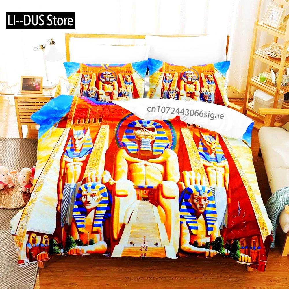 Hip Hop Heavy Metal Maiden 3-piece Cartoon Anime Duvet Cover Sets For Adult Boy bedroom Luxury Printed Bedding Set