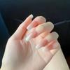 24Pcs Handmade Short Square Press On Nails Gradient White Edge Nude French Tip Fake Nails