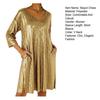 Women's Sequin Mini Dress Glitter 3/4 Sleeve V-Neck Dress Sparkly Cocktail Party Club Split Dress with Pockets