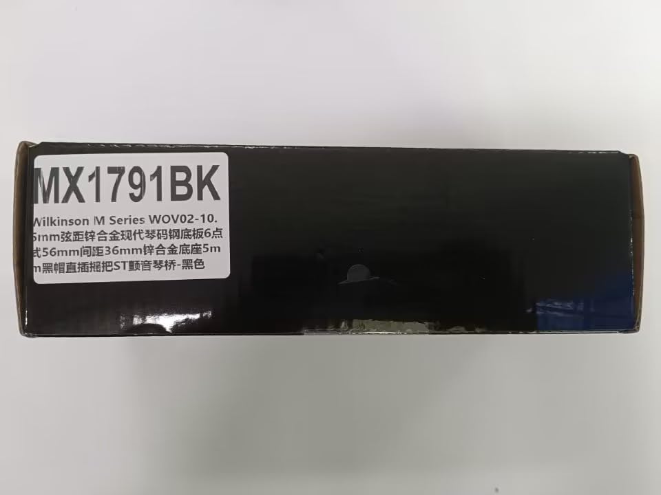 Wilkinson M Series 10.5mm String Pitch Modern Style Tremolo Bridge with 6-Point Fastenings and a 36mm Block for Strat Electric Guitars, Black