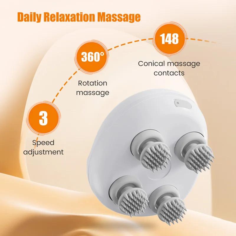 Aparat de Masaj Wireless pentru Scalp și Cap Electric Relaxare Masaj Corporal Profund pentru Țesuturi Masaj Vibrațional pentru Scalp și Păr Dispozitiv de Masaj pentru Cap Pisică Animal de Companie