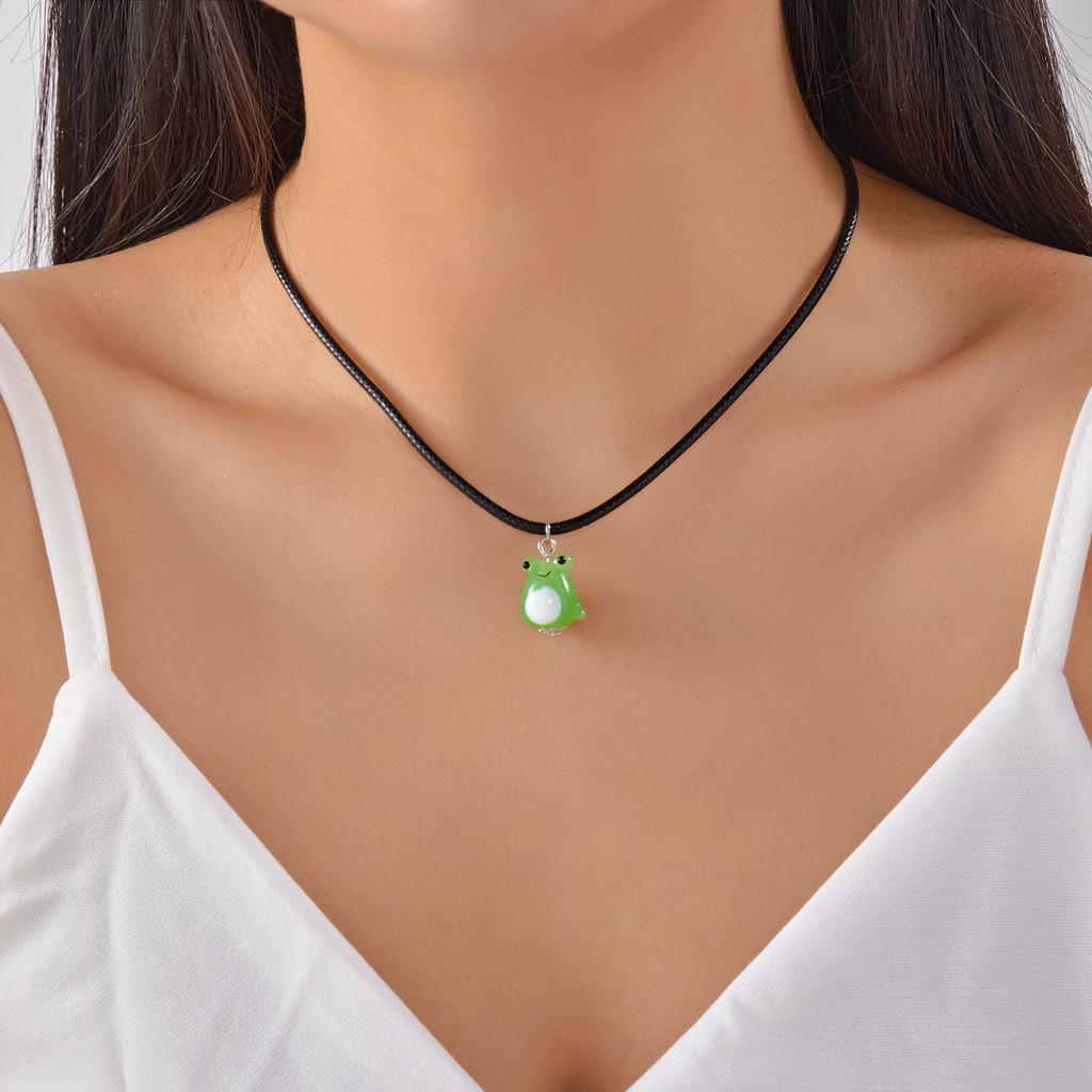 Cute Little Green Frog Colored Glazed Earrings Ear Hook For Women Dangle Earrings Pendant Necklace Party Holiday Jewelry Gifts