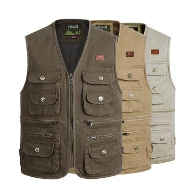 Erkek Moda Yelek Kolsuz Ceket Pamuk Balıkçılık Açık Giyim Yelek Birçok Cep Erkekler için Yüksek Kaliteli Rahat Ceket Rüzgar Geçirmez Taşınabilir Jeep Yelek