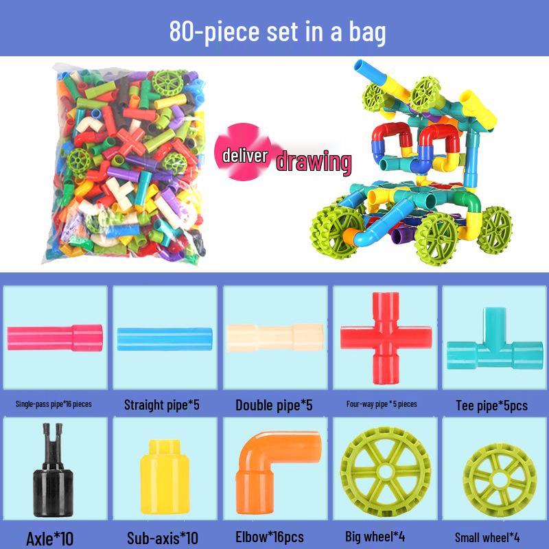 Children's Assembly Water Pipe Building Blocks - Educational DIY Toy for Ages 3+