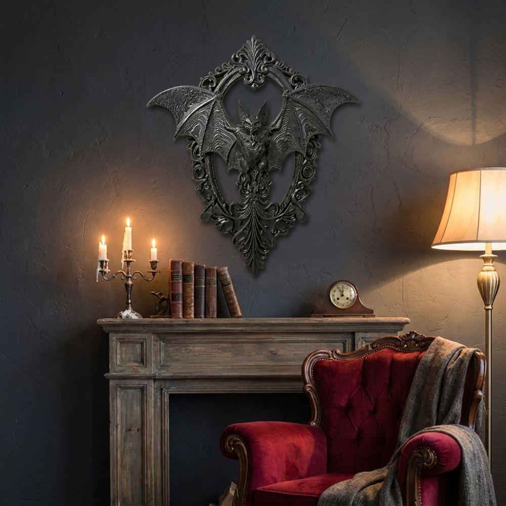 Dark Art 3D Printing Gothic Bat Wall Decor Decorative Dark Style Bat Wall Plaque Retro Dark Wind Bat Pendant Gothic Room