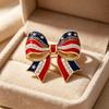 Spille Spilla Fiocco Bandiera Americana Spille Smalto Patriottiche Colori Bandiera USA Rosso Bianco Blu Smalto Strass Spille da Bavero Gioielli Regali