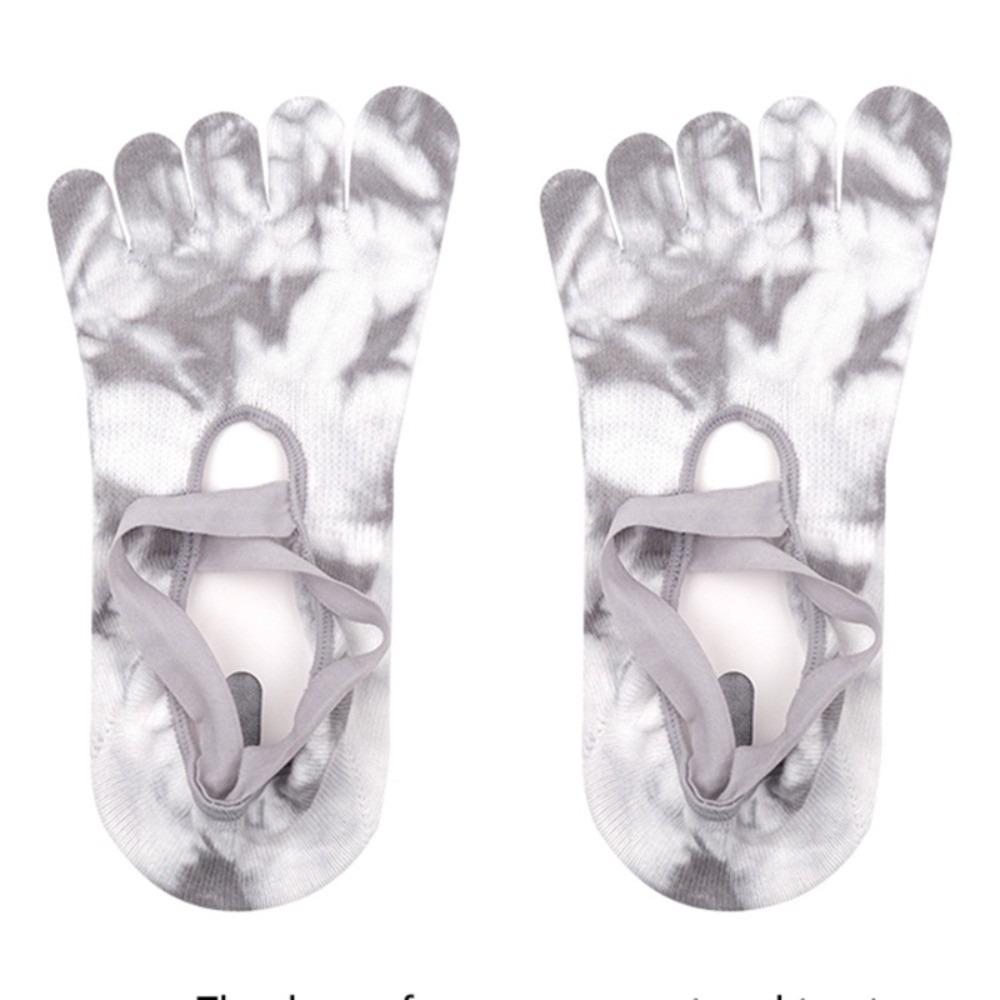 Heart Silicone Dot Tie-dye Yoga Socks Non-Slip Five Toe Socks Sweet Strappy Pilates Socks  Gym