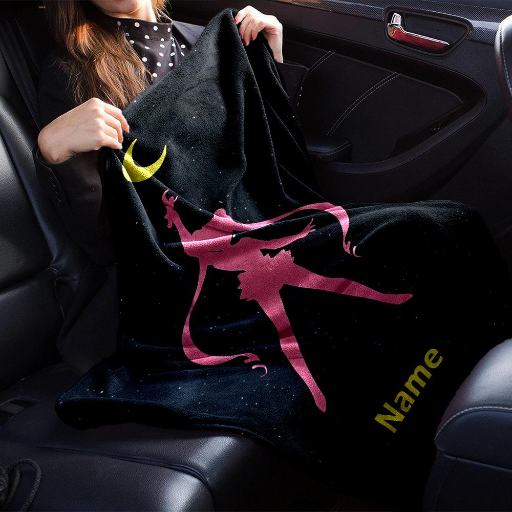 Custom Name Sailor Moon Theme Printed Blanket - Perfect for Couch, Bed, Travel & Outdoor Use | Machine Washable, Cozy & Durable.