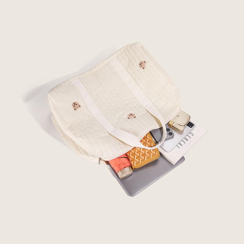 INS Large Mommy Bag Handheld Outdoor Storage Bag Single Shoulder Crossbody Mother and Baby Tote Bag Embroidered Travel Bag