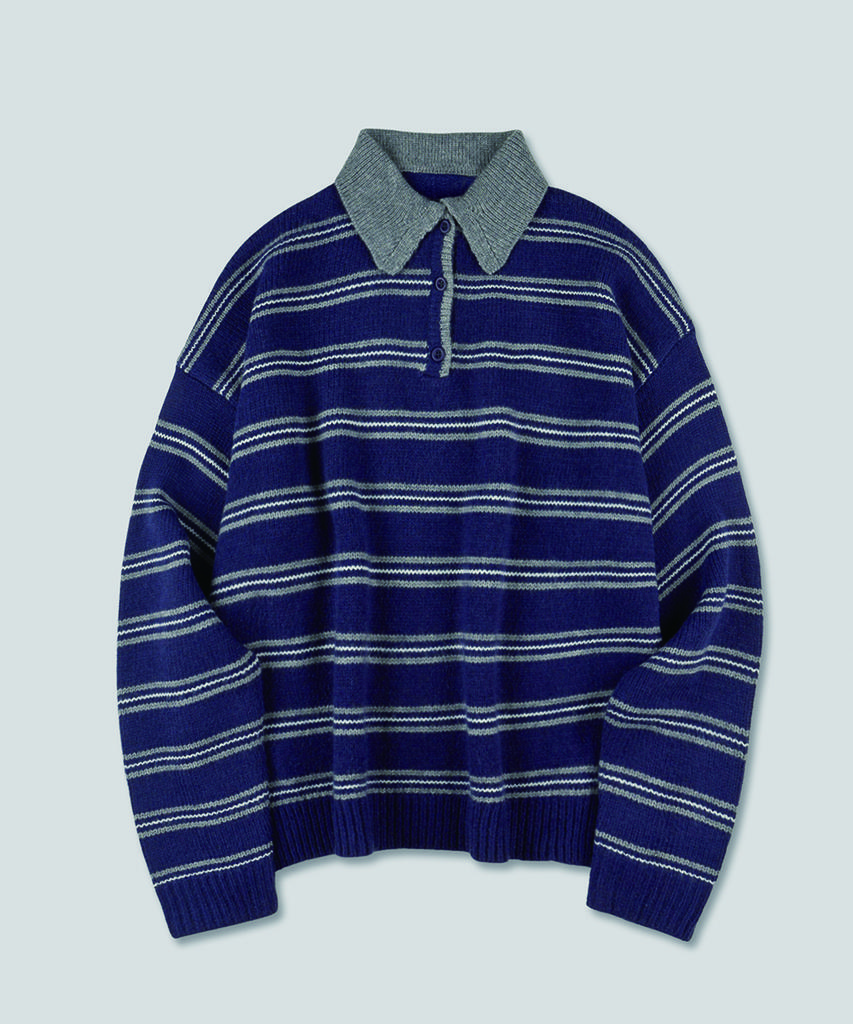 GRAPH PLATFORM Striped Collar Knit