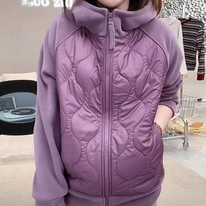 

Зимний новый универсальный и тонкий теплый и ветрозащитный топ с длинными рукавами контрастного цвета с капюшоном утолщенный темпераментный женский пиджак 3XL