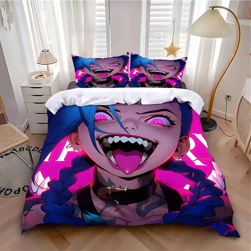 3D Printed Arcane Anime J-JinX 2/3pcs Duvet Cover Pillowcase Bedding Set Twin Full Queen King Size Kids Boy Girl Bedroom Gift