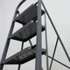 Folding metal ladder for home use, 4 steps, platform, gray, 150 kg