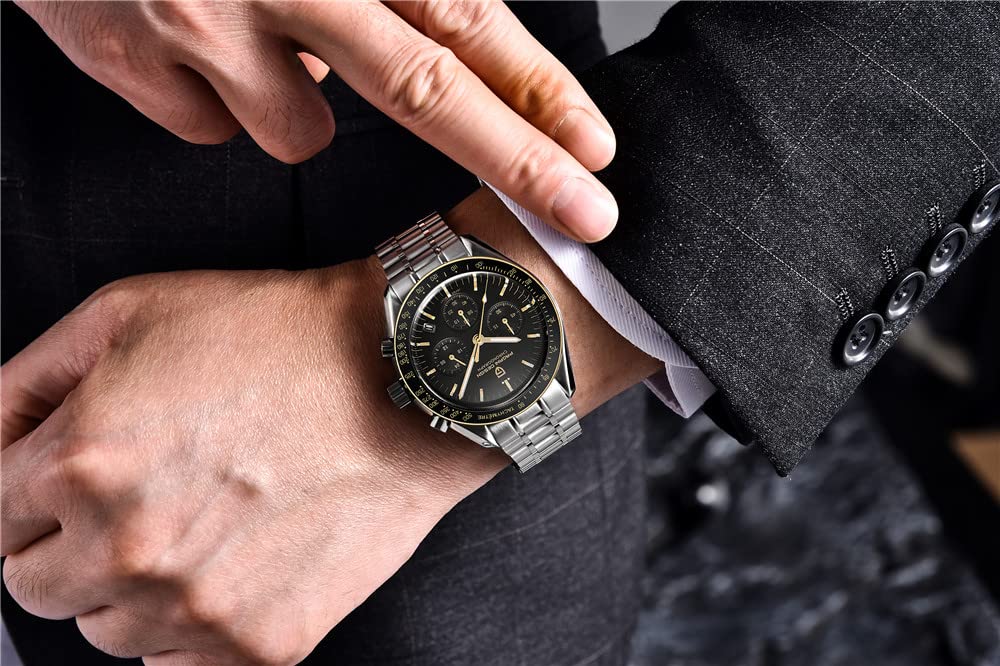 Pagani Design Relógio Fabricado no Japão Movimento de Quartzo SEIKO Cronógrafo Speedmaster com Caixa À Prova d'Água Relógio Social de Trabalho para Vestir Aço Inoxidável Couro