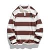 New Autumn Men's New Loose Striped Double-bead Floor Cotton Sweatshirt Lapel Long-sleeved POLO Shirt