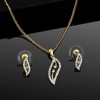 Set of Fancy Pendants In 24K Gold and Silver with CZ Leaf Shaped Pendants for Women/Girls