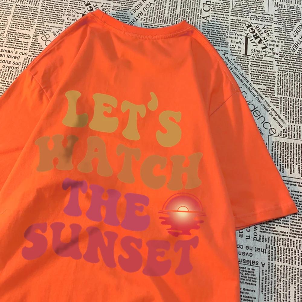 Let'S Watch The Sunset Printing Clothes Men Women Harajuku Summer Tshirt Cartoon Cotton T-Shirt Fashion Breathable Couple Tops