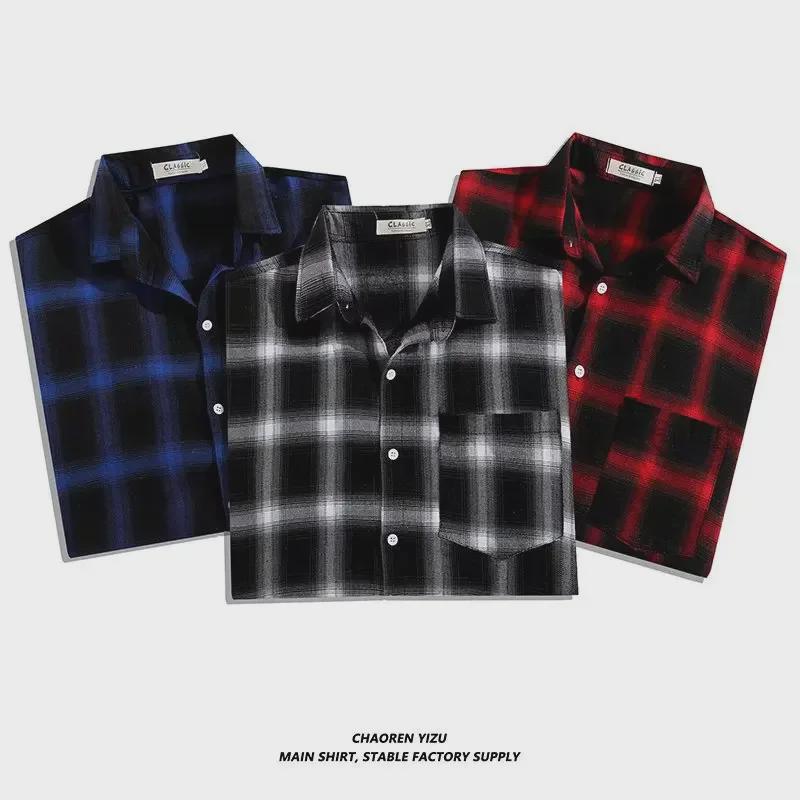 Men's Japanese Retro Plaid Shirt - Niche Design, Loose Long Sleeves, Spring/Autumn Casual Layering Shirt