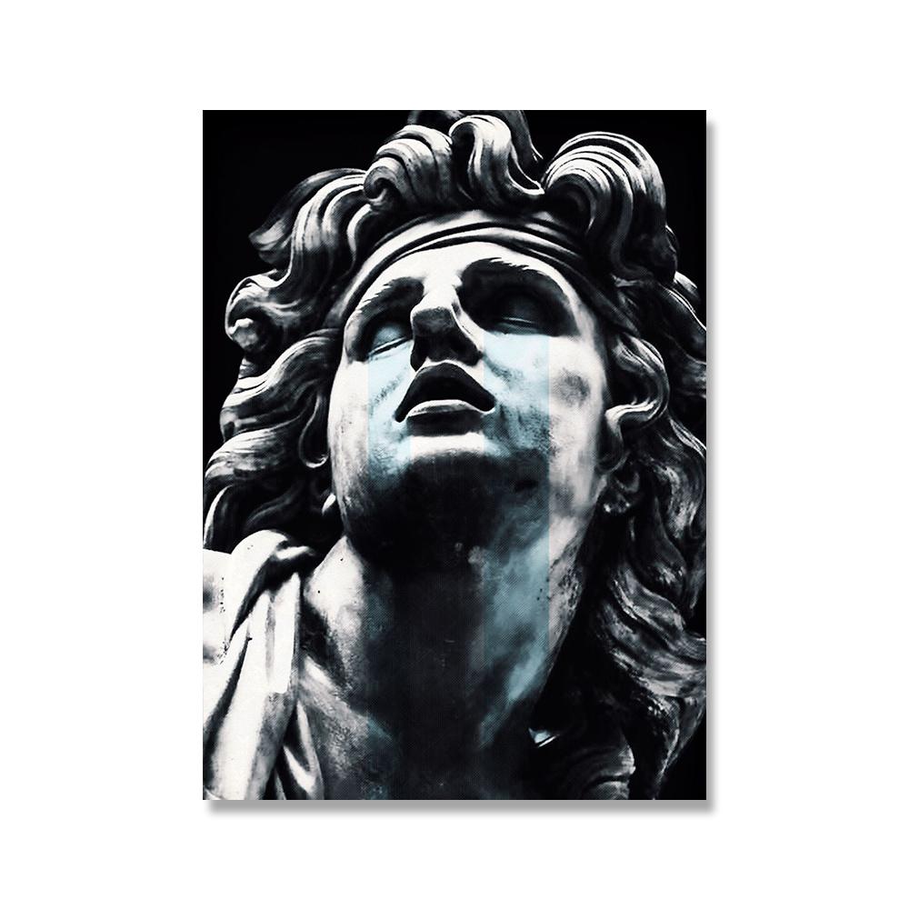 Schwarz-weiße Marmorskulptur, Kunstdrucke, Crying David, Leinwand, klassische Malerei, Wandposter, Bild für Heimdekoration, kein Rahmen