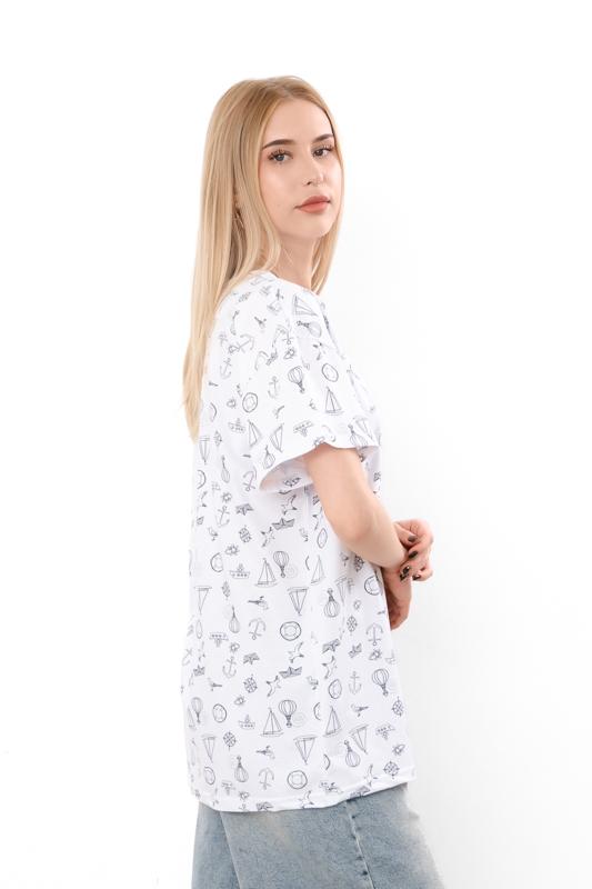 Women's Oversized Graphic T‑Shirt with Print – Casual Summer Fashion Top – Soft Cotton Relaxed Fit Shirt for Women Summer 8384-002 HC