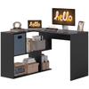110 Cm L-Shaped Desk, Small Computer Desk with Fabric Drawer and Storage Shelves for Home Office, Study, Black