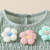 0-18M Neugeborenes Baby Mädchen Outfits Niedliche 3D Strick Blumen Sommerkleidung Säugling Fliegenärmel Bubble Strampler Stirnband Kleidung