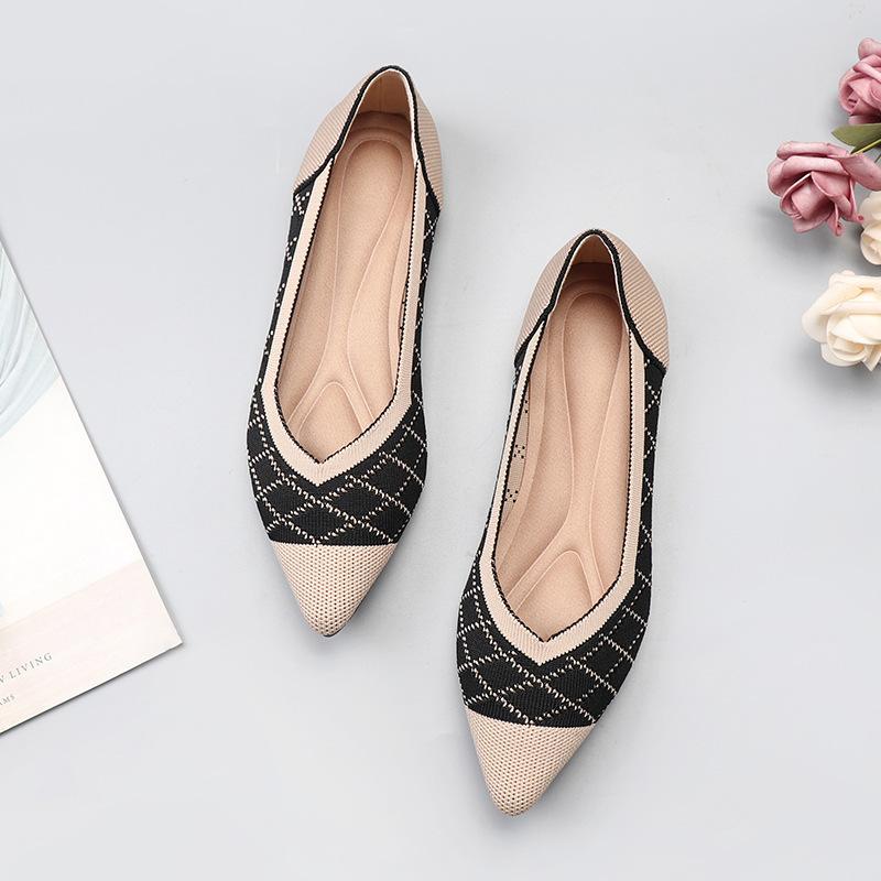 Spring and Autumn Flying Single Shoes Doudou Flat Bottom Floating Shoes New Boat Shoes Knitted Flying Threads