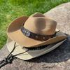Big Eaves Western Cowboy Hat Men's Summer Travel Photo Tibetan Ox Head Straw Hat Women's Outdoor Sun Protection Hat