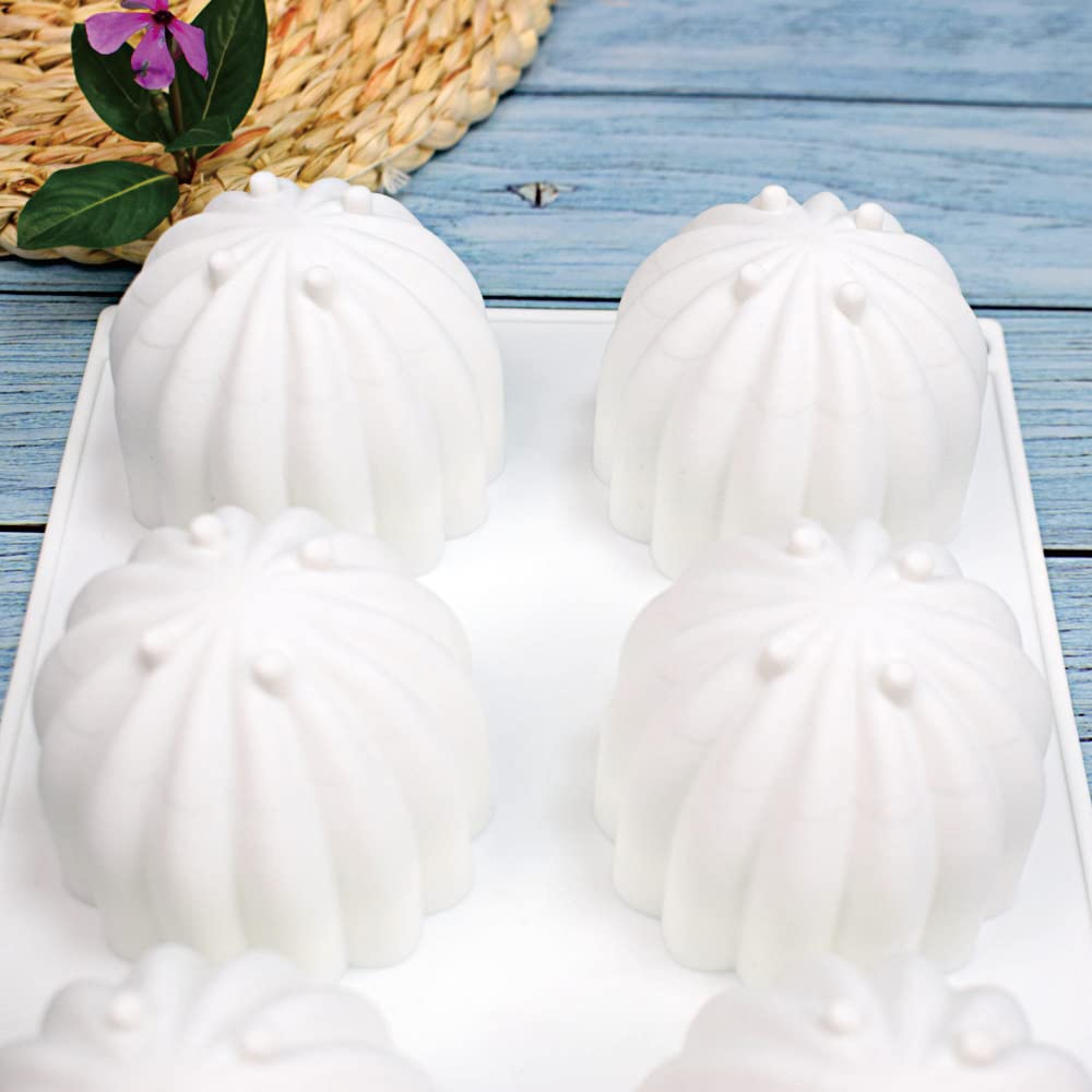 Silicone Mousse Cake Mold, Baked Food Dessert Mousse DIY Chocolate Soap Candle Mold, Cactus Shape, 8 Holes
