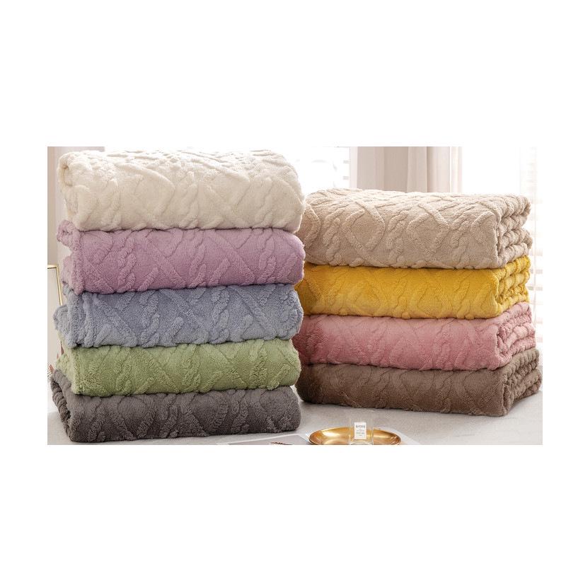 Solid Color 3D Jacquard Diamond Pattern Taffeta Fleece Blanket for All Seasons