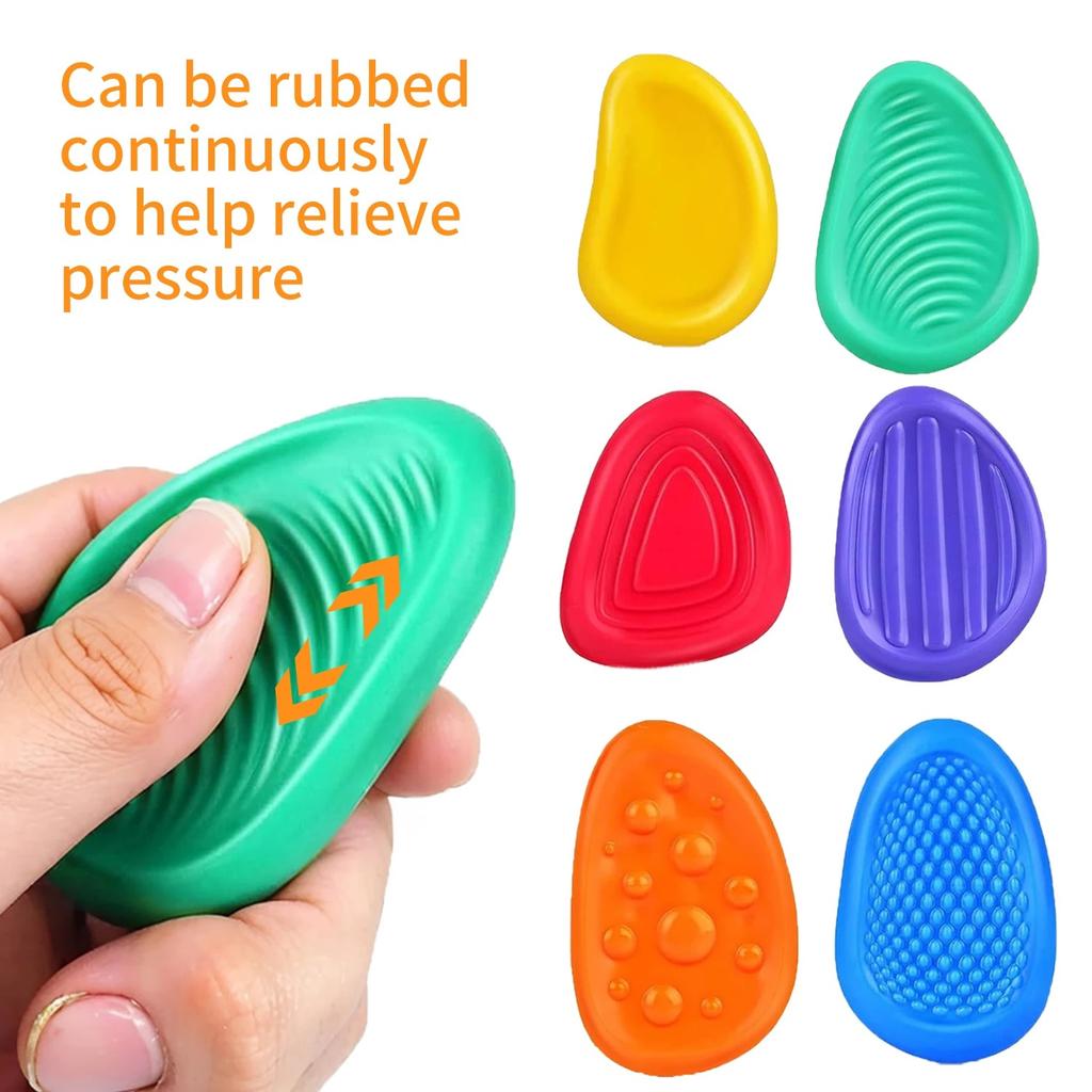 6pcs Fidget Toys Sensory Stone For Kids Textured Soft Worry Stone For Autism Quiet Fidgets Stress Items Anxiety Relief Gift