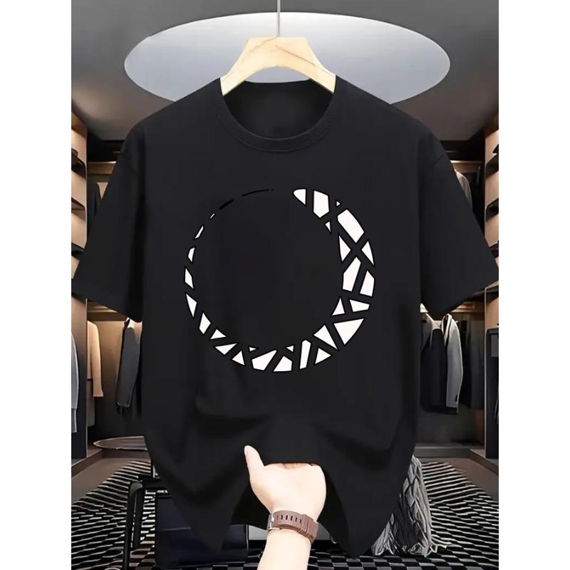 European Size Men's Summer Short Sleeve T-Shirt with Letter '' Print Suitable for Casual Casual Attire-Round Neck Breathable Fabric, Machine Washable
