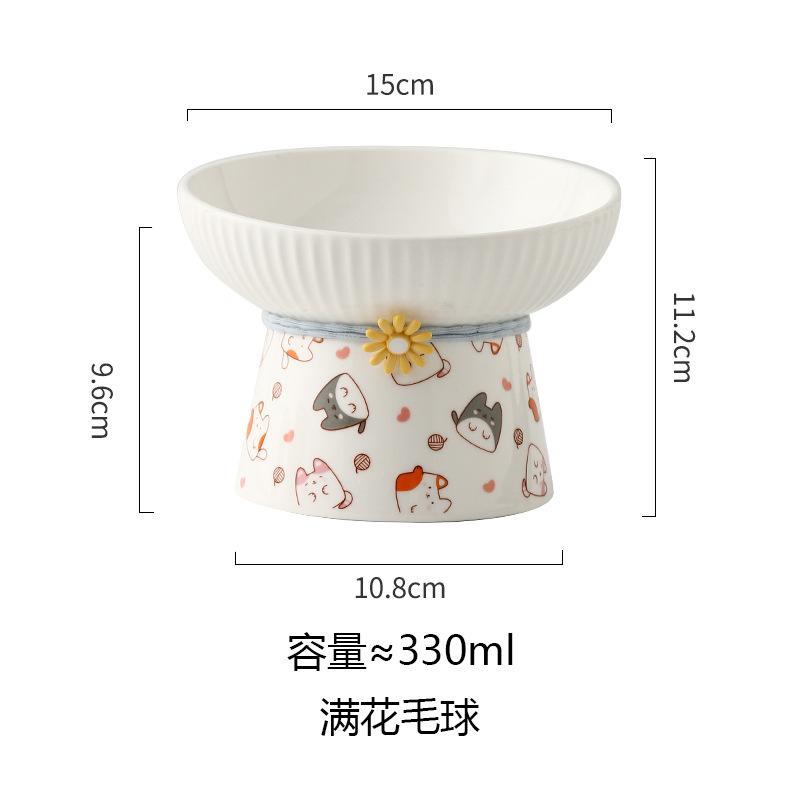 Ceramic Cat Bowl Anti Black Chin Non Spill Water Dish Pet Food Feeder for Cats and Dogs