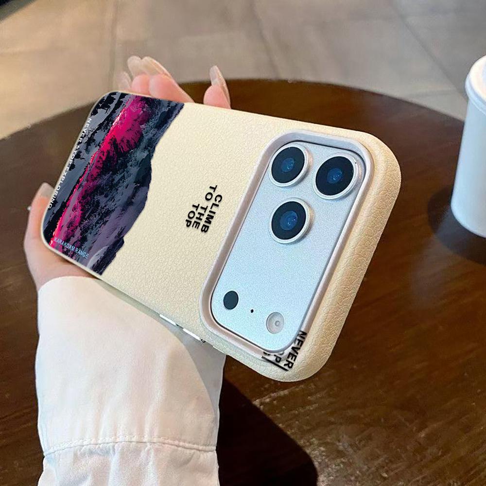 For iPhone 17 16 Pro Max 15 14 13 12 11 Case Mountain Motif Scenery Cover For iPhone 11 16 Plus Faux Leather Funda