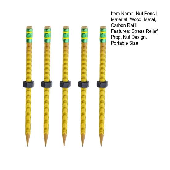 1/2/3/5/10Pcs Nut Decompression Pen Stress Relief Threaded Wooden Pencil Students School Work Anxiety Relief Silent Calming Rotating Nut Fidget Pencil
