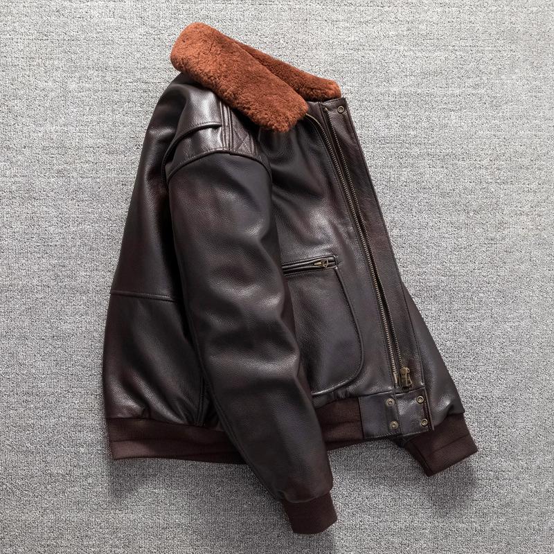 Leather Leather Jacket Sweater Collar Cotton Removable Liner Men's Winter Large Size Jacket