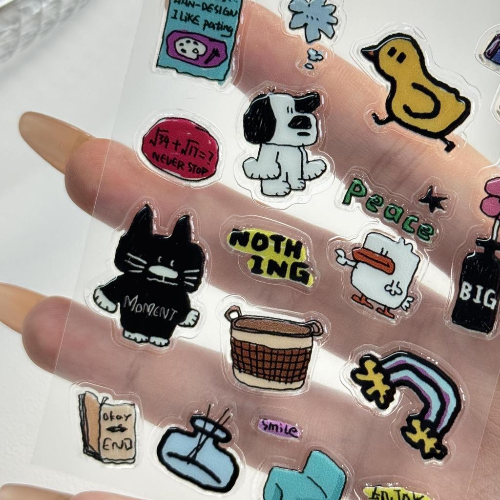Hand-Painted Cute Puppy Jelly Stickers for DIY Journal or Phone Case