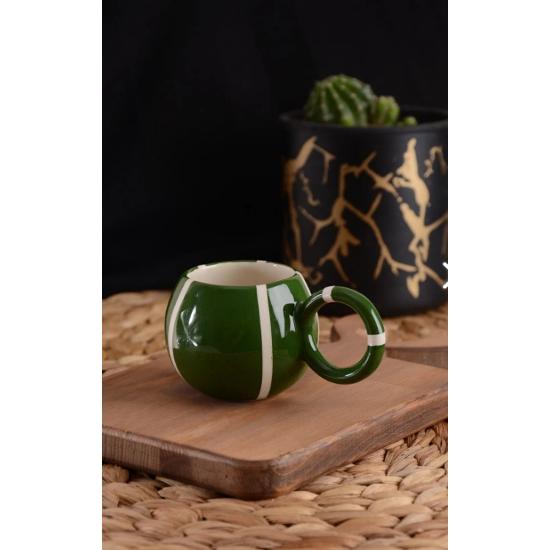 

Handmade Ceramic Mug Cup Cup Mug Green White Striped