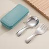 2 Stuks/Set 304 Roestvrij Staal Draagbaar Lepel Vork Combinatie Tafelgerei Bestek Voor Wandelen Outdoor Kamp Kookbenodigdheden