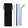 Factory Price 4pcs/Bag Reusable Drinking Straws with Bag 4pcs In 1 Bar Party Accessory 304 Stainless Steel Sturdy Drinks Straw