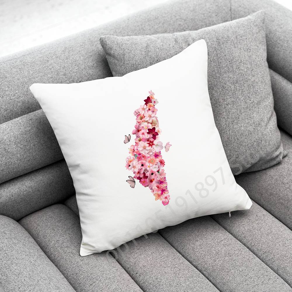 P-PalestineS Flower Throw Pillow Case For 55x55cm 30x30cm 50x50cm 45x45cm 40x40cm Square Chair Pillowcase Case