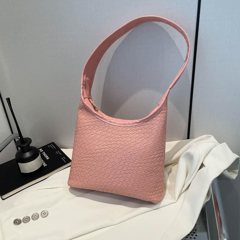 Woven pattern casual 2025 new trendy soft casual minimalist style retro tote shoulder bag