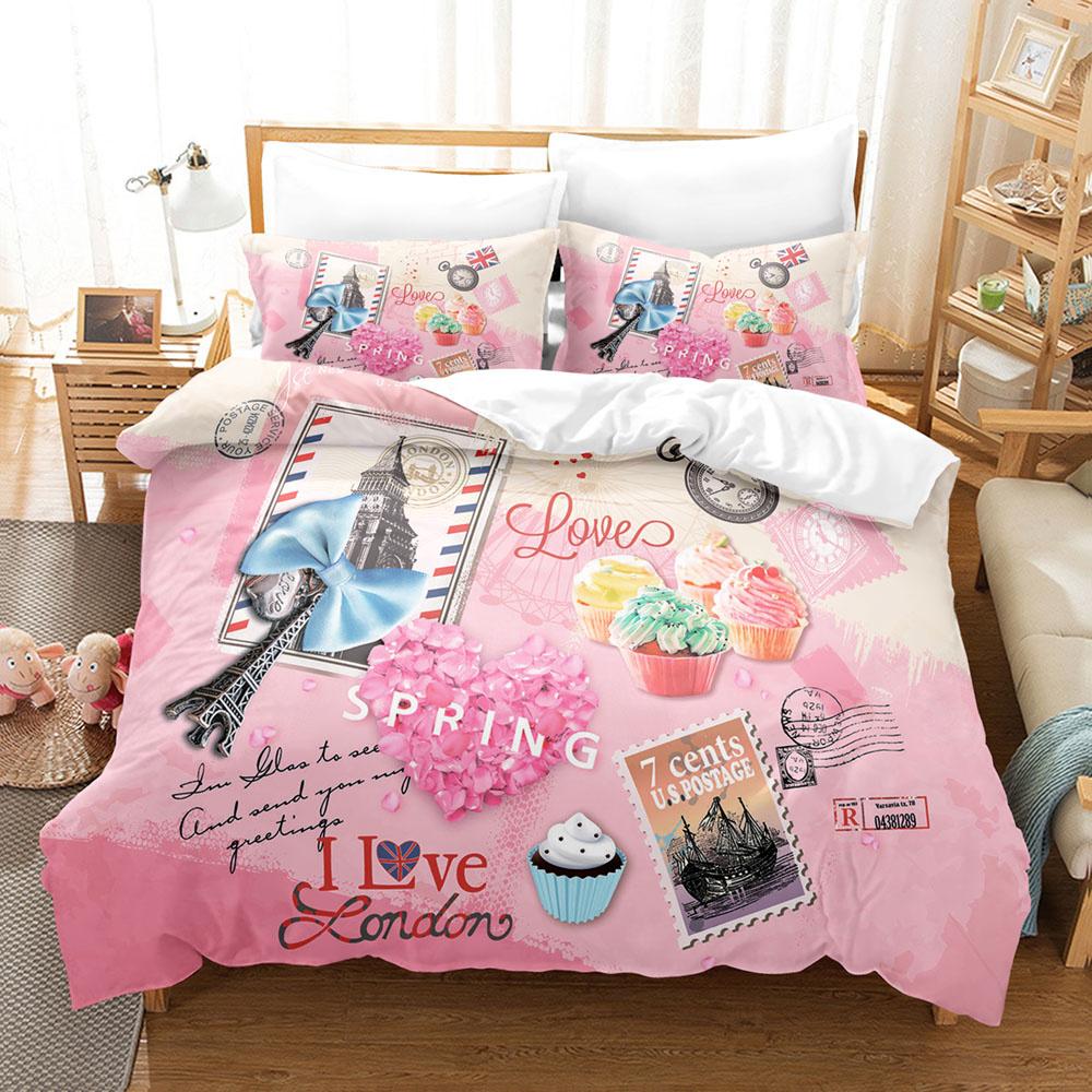 Розовый комплект постельного белья Романтическая тематика Любовь Сердце Свадебный — фото 17