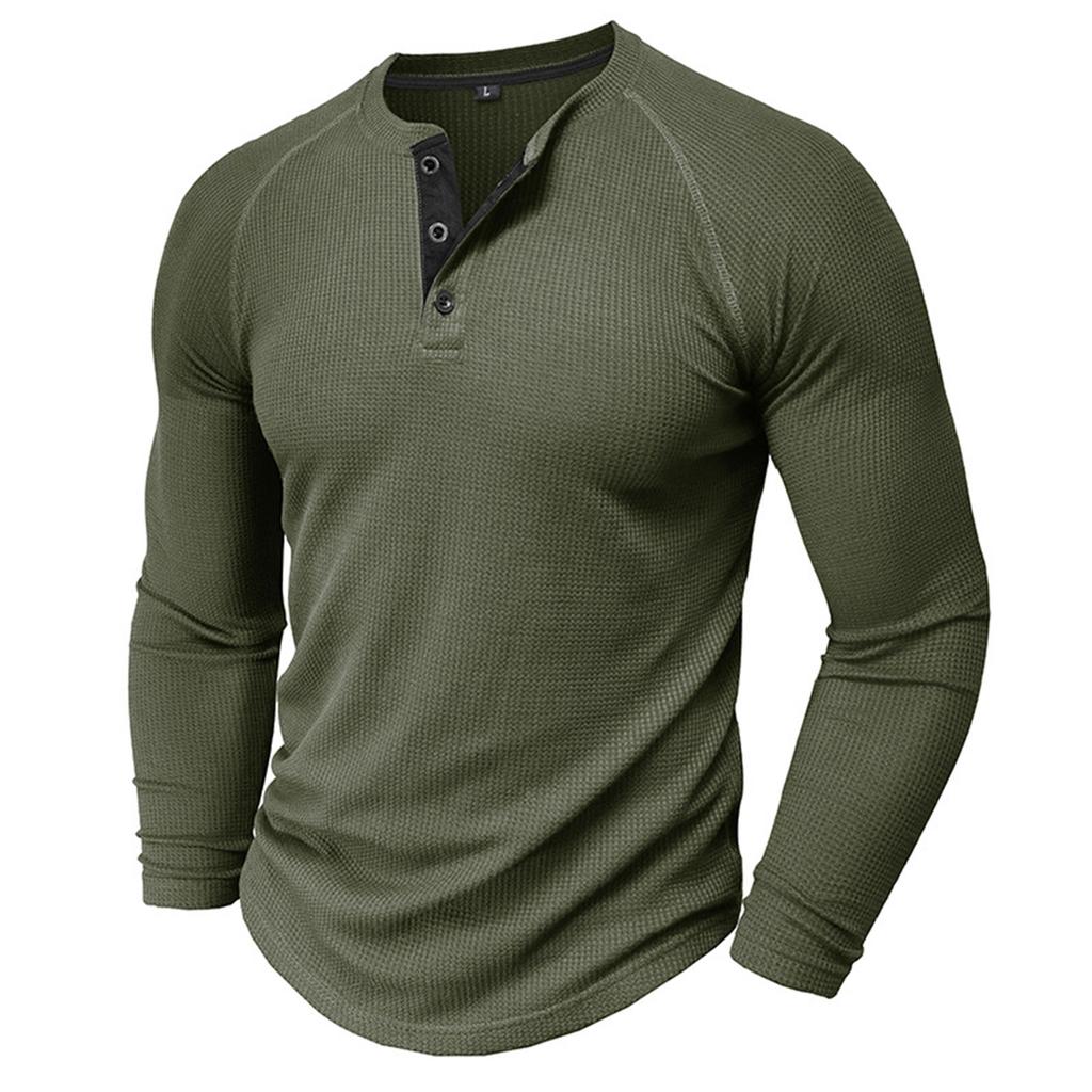 Men's Solid Color Round Neck Long Sleeve T-shirt Casual Sports Raglan Top